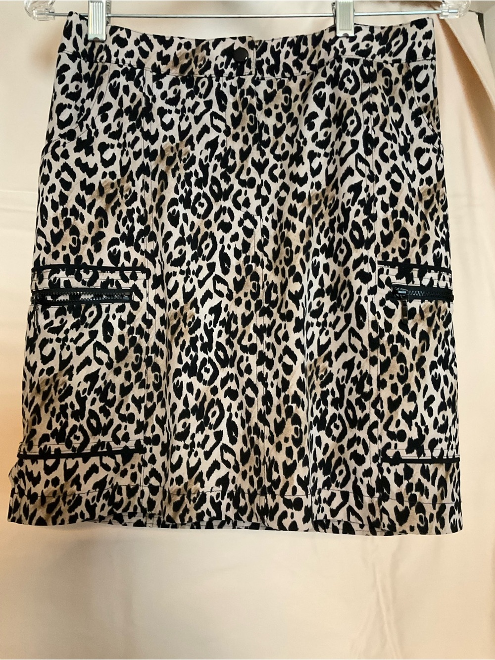 Leopard Print A-Line Skort  in Black and Cream